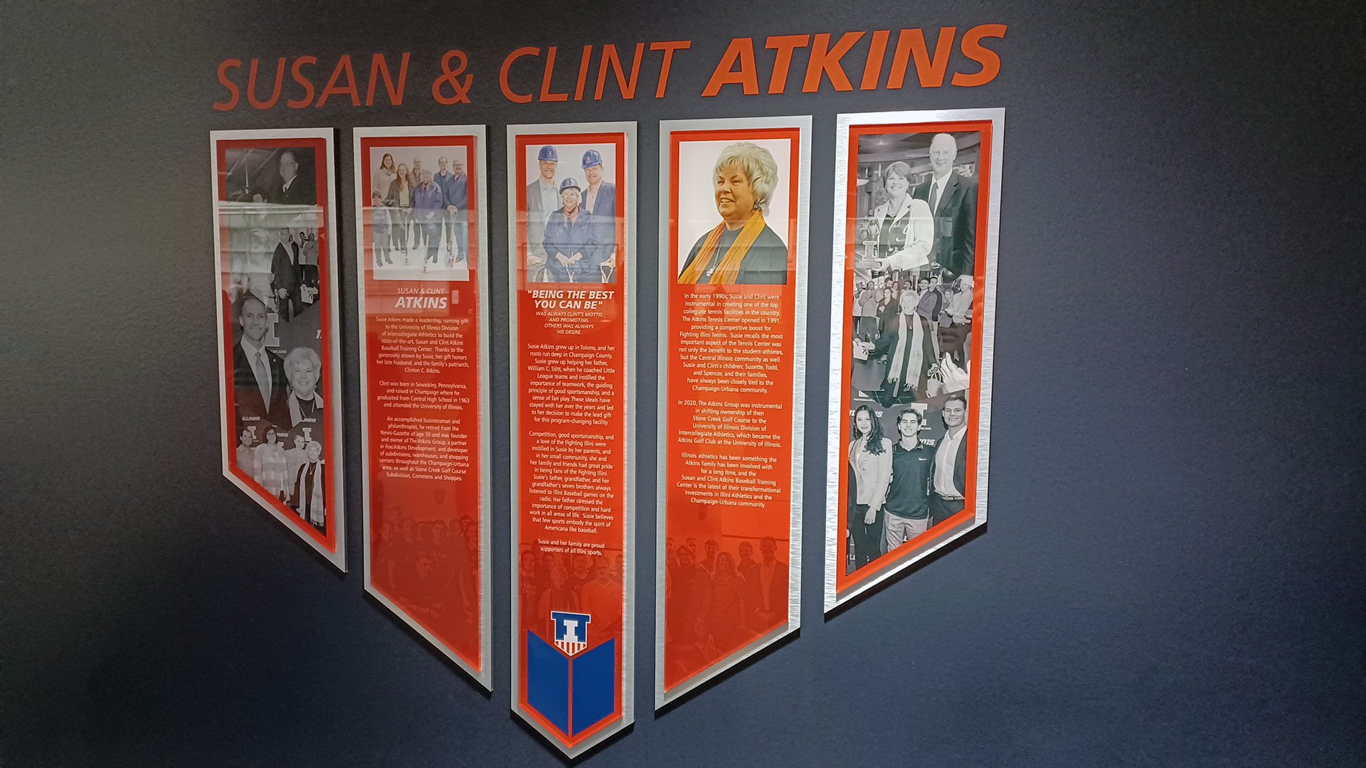 Plaque at the Susan and Clint Atkins Baseball Training Center
